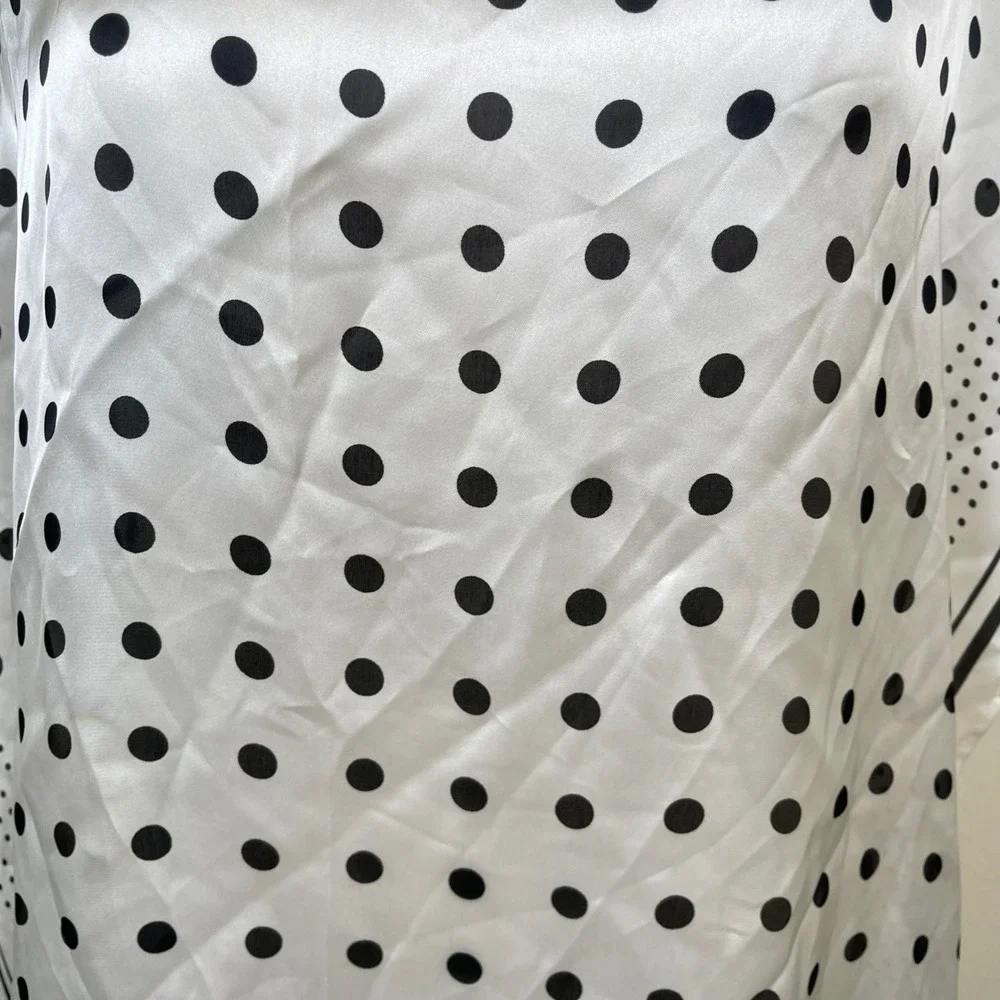 A‎ New Day Polka Dot Scarf Women White Black Striped Satin Recycled Polyester